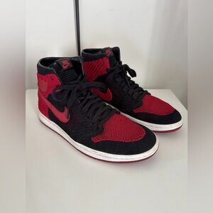 Jordan 1 Retro Flyknit Black & Red, Size 9.5